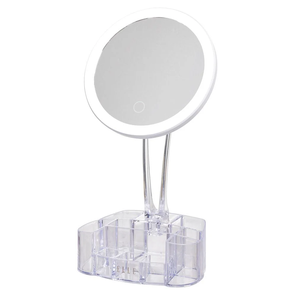 Miroir à LED avec rangement transparent