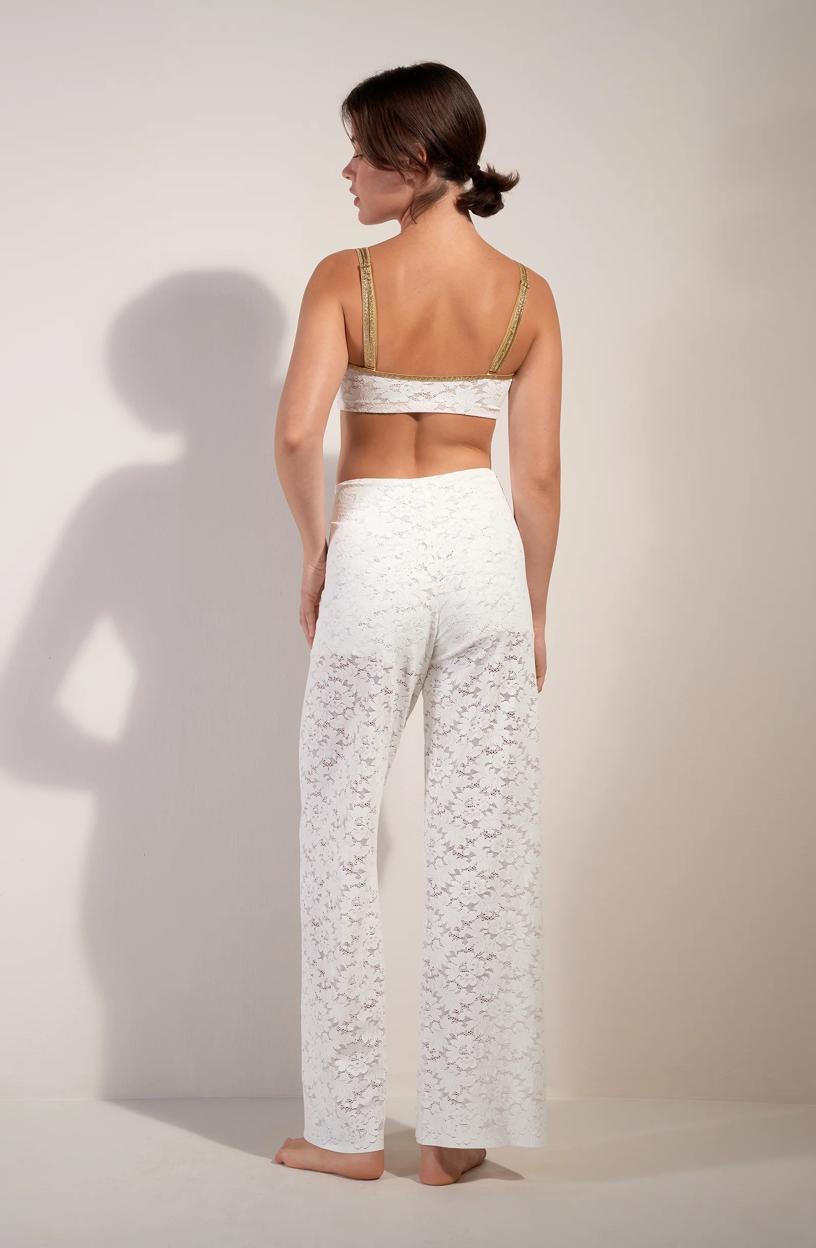 paco Pantalon en dentelle écume Ecume