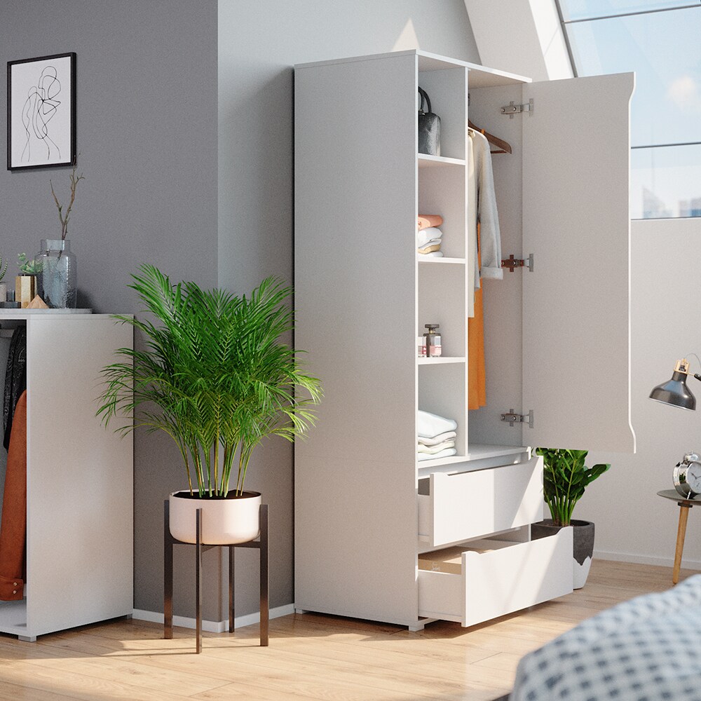 Vicco Kleiderschrank Schlafzimmerschrank Ruben 80cm mit Kleiderstange Schubladen