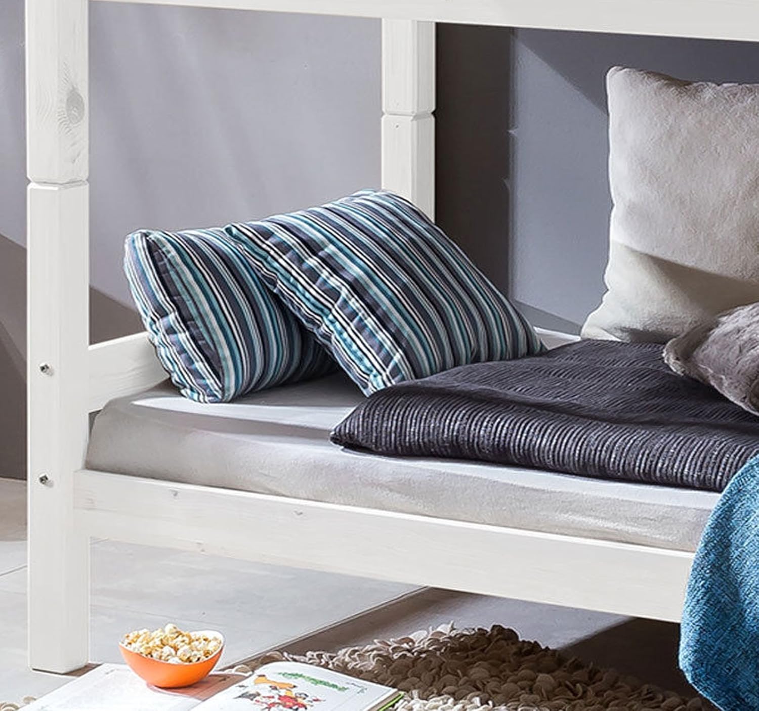 Weiss Kinderbett Etagenbett Massiv Hochbett Spielbett Stockbett 90x200 cm Matratzen geeignet