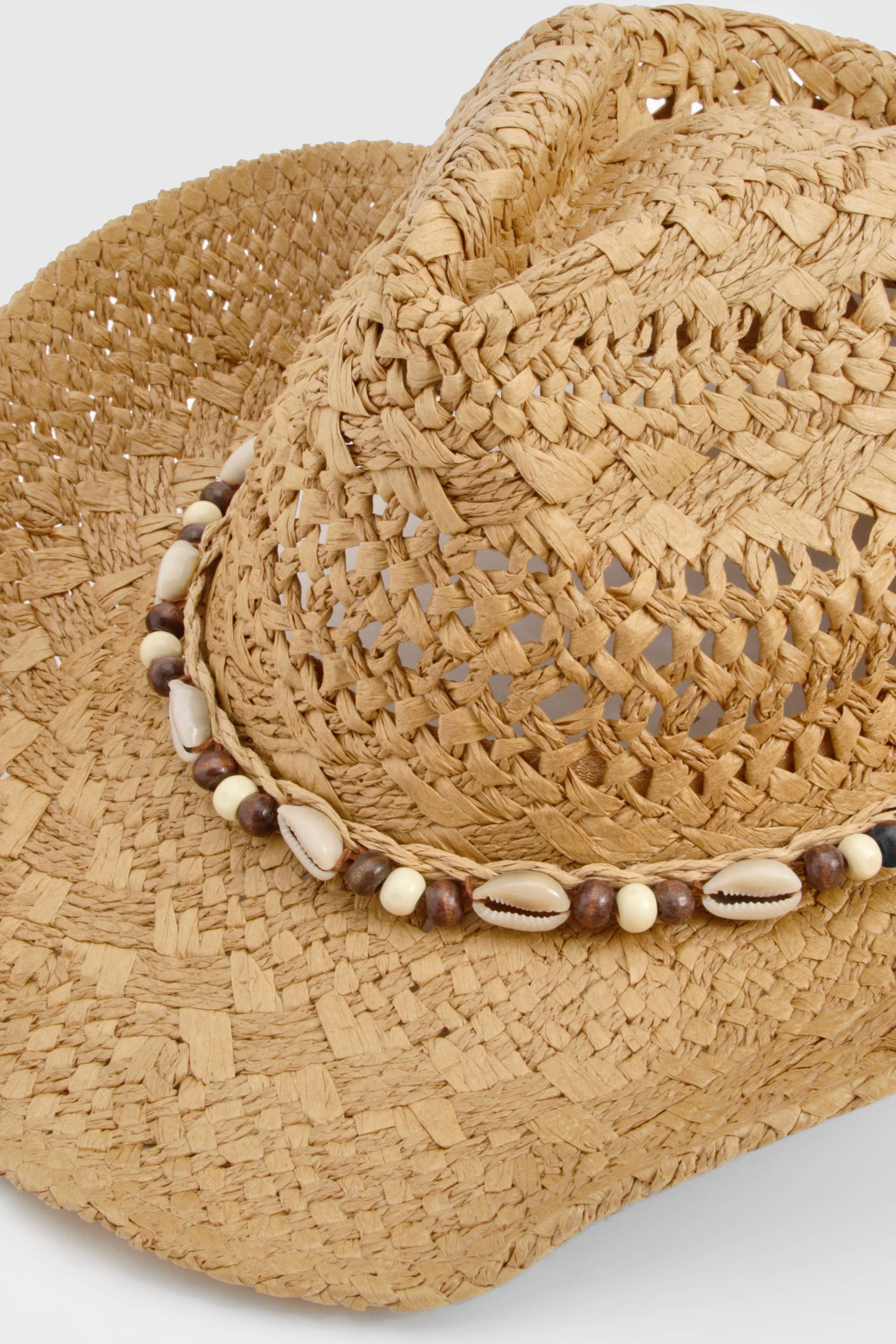 boohoo Chapeau Western en paille avec détails de coquillages