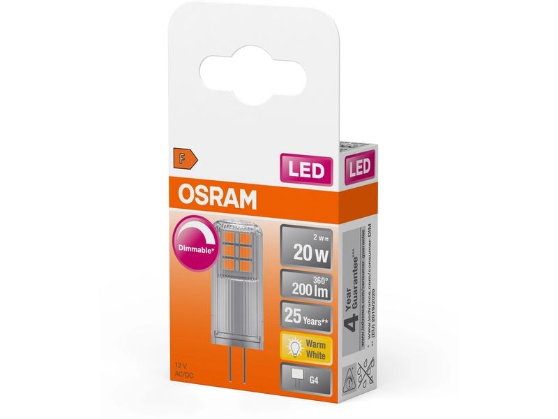 OSRAM Lampe Superstar Pin 20, 2W, G4 Warmweiss 12 V-Niedervolt-LED-Lampe mit Retrofit-Stecksockel