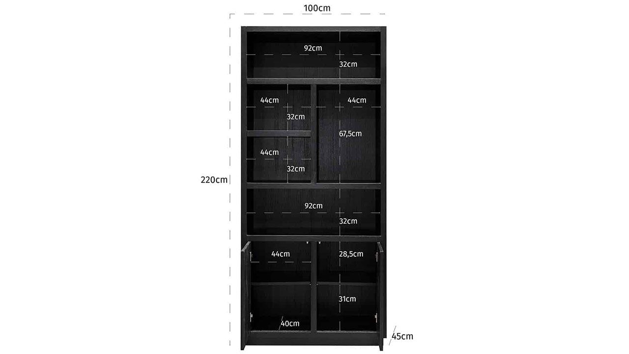 Boekenkast 210293 Oakura B100 x D45 x H220 cm