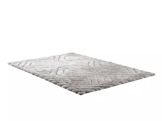 Tapis shaggy en relief à poils longs - 160 x 230 cm - Gris - MAZE
