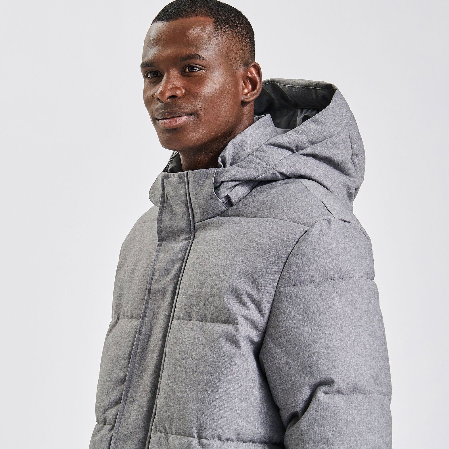 Doudoune tissage flanelle et col montant Gris moyen