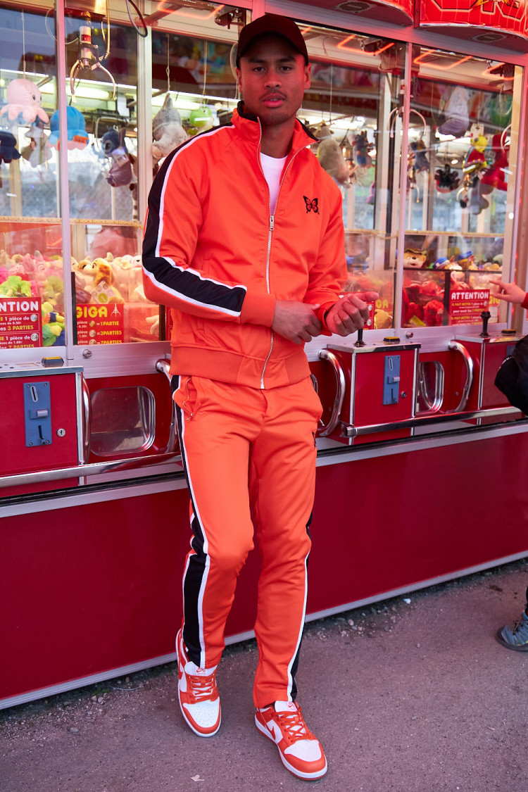 Ensemble 2 pièces veste + jogging à bandes orange