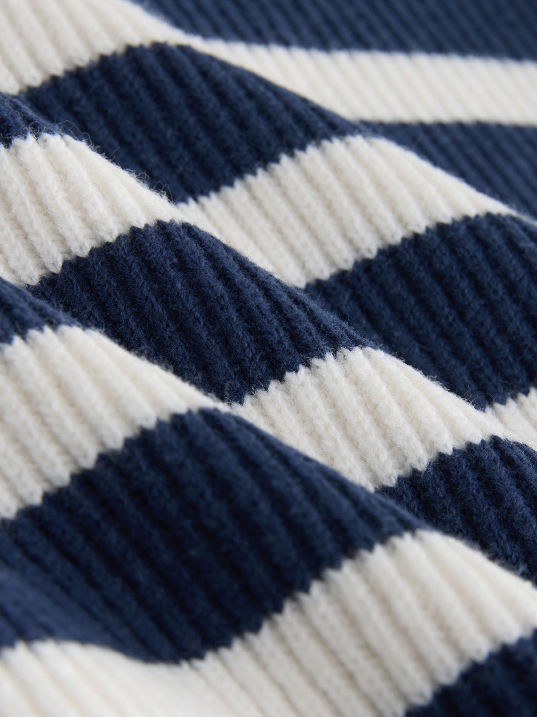 Marineblauw/Ecru Strepen - Gebreide trui met kwartrits (3mnd-7jr)