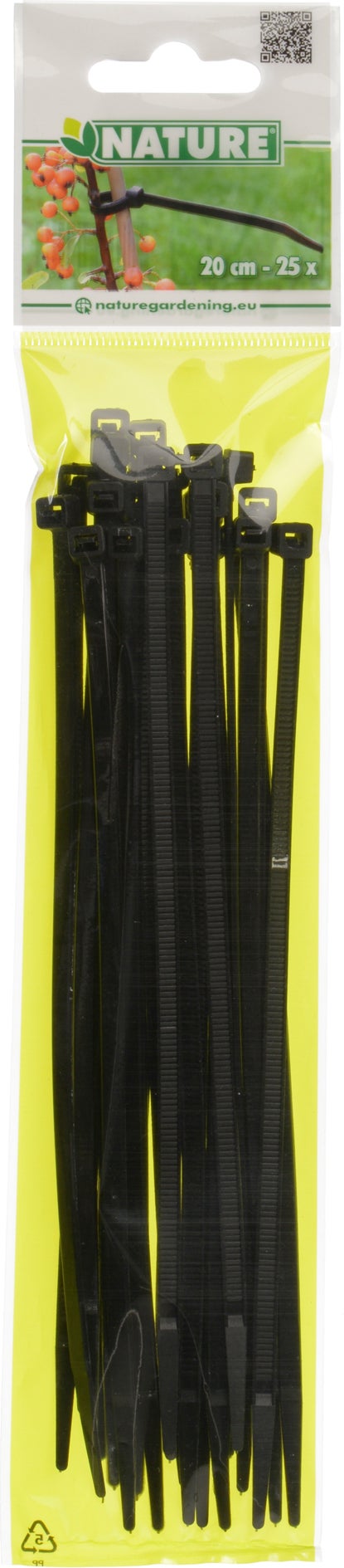 Nature kabelbinders 20 cm zwart 25 st