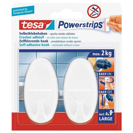 tesa Haken Powerstrips Large oval weiß 2St