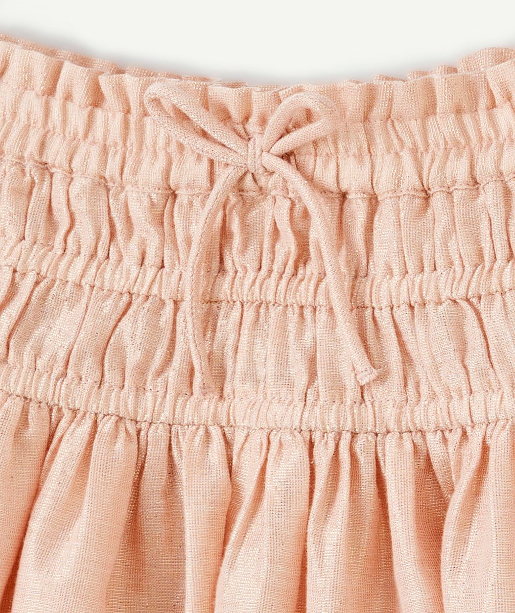 JUPE COURTE PLISSÉE FILLE ROSE MÉTALISSÉE AVEC TAILLE ÉLASTIQUÉE