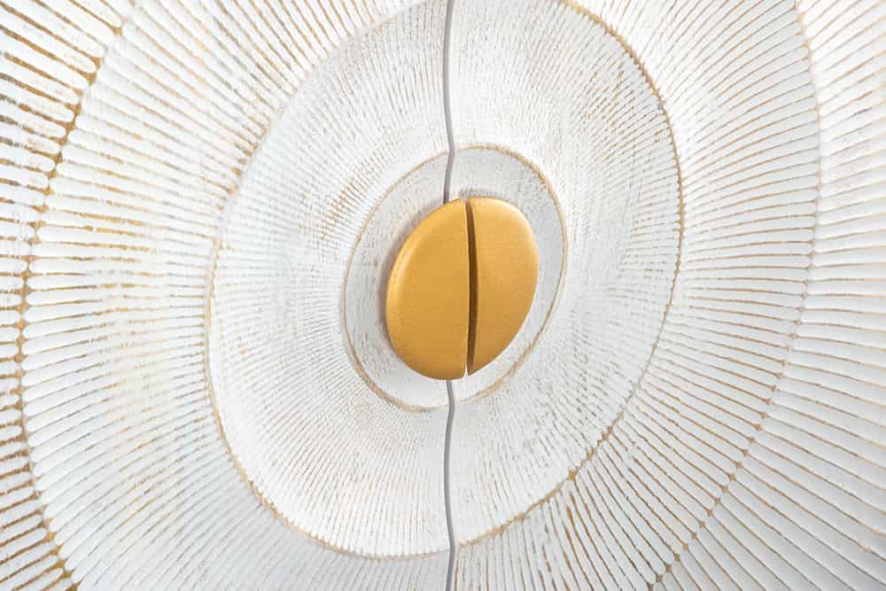 Handgearbeitetes Sideboard GOLDEN SUNSET 180cm weiß gold Mangoholz Metallbeine