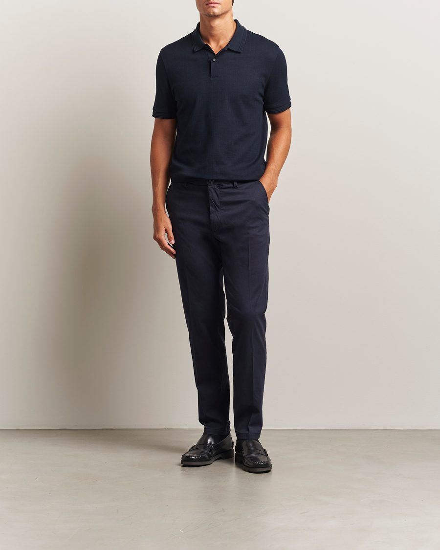 BOSS BLACK Kane Brushed Cotton Pleated Trousers Dark Blue