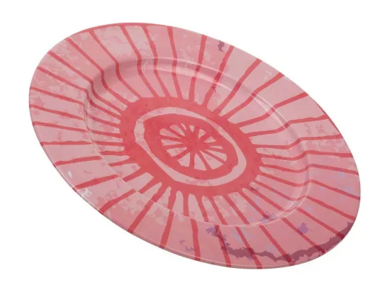 Assiette en métal rose d33x1,5h
