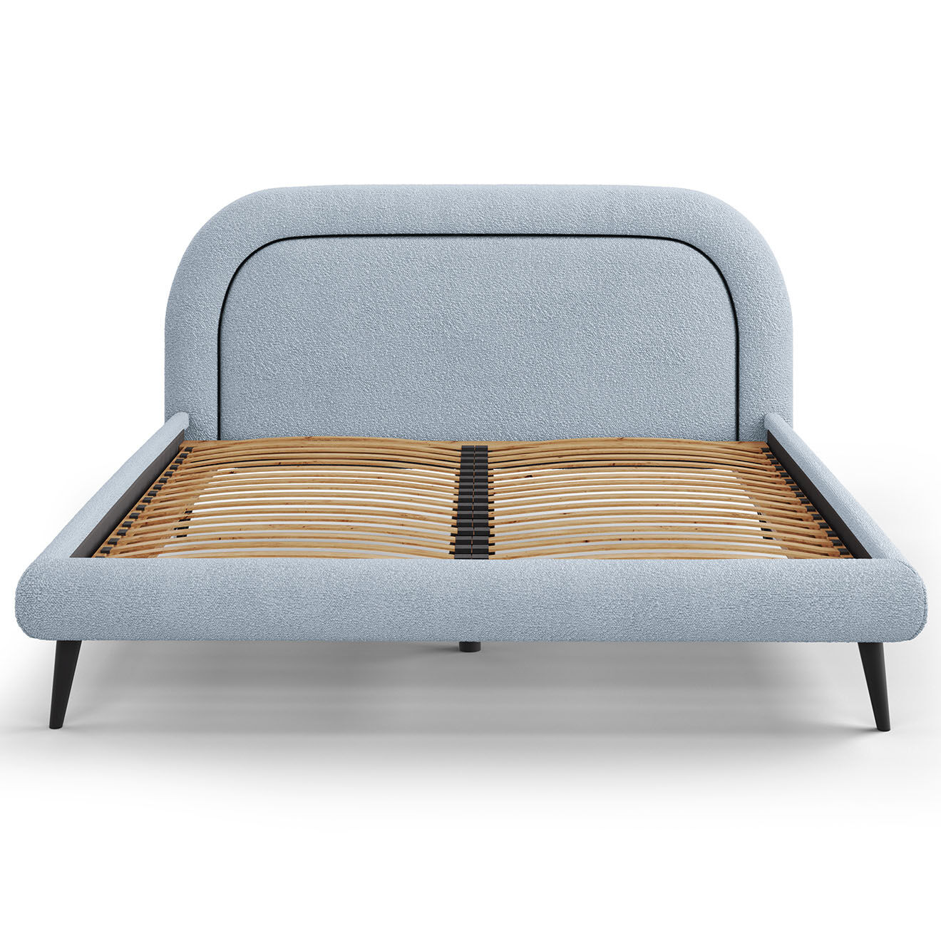 Maison Héritage Cadre avec tête de lit Maia velours bouclé bleu clair - 180x200 cm