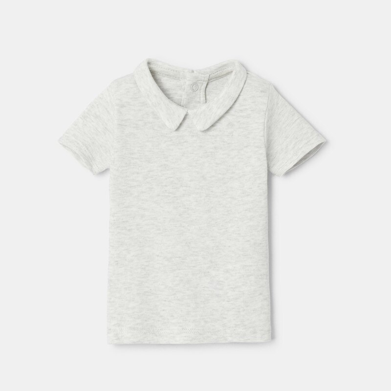 T-shirt col polo à manches courtes en coton bio blanc naissance Absorba Blanc
