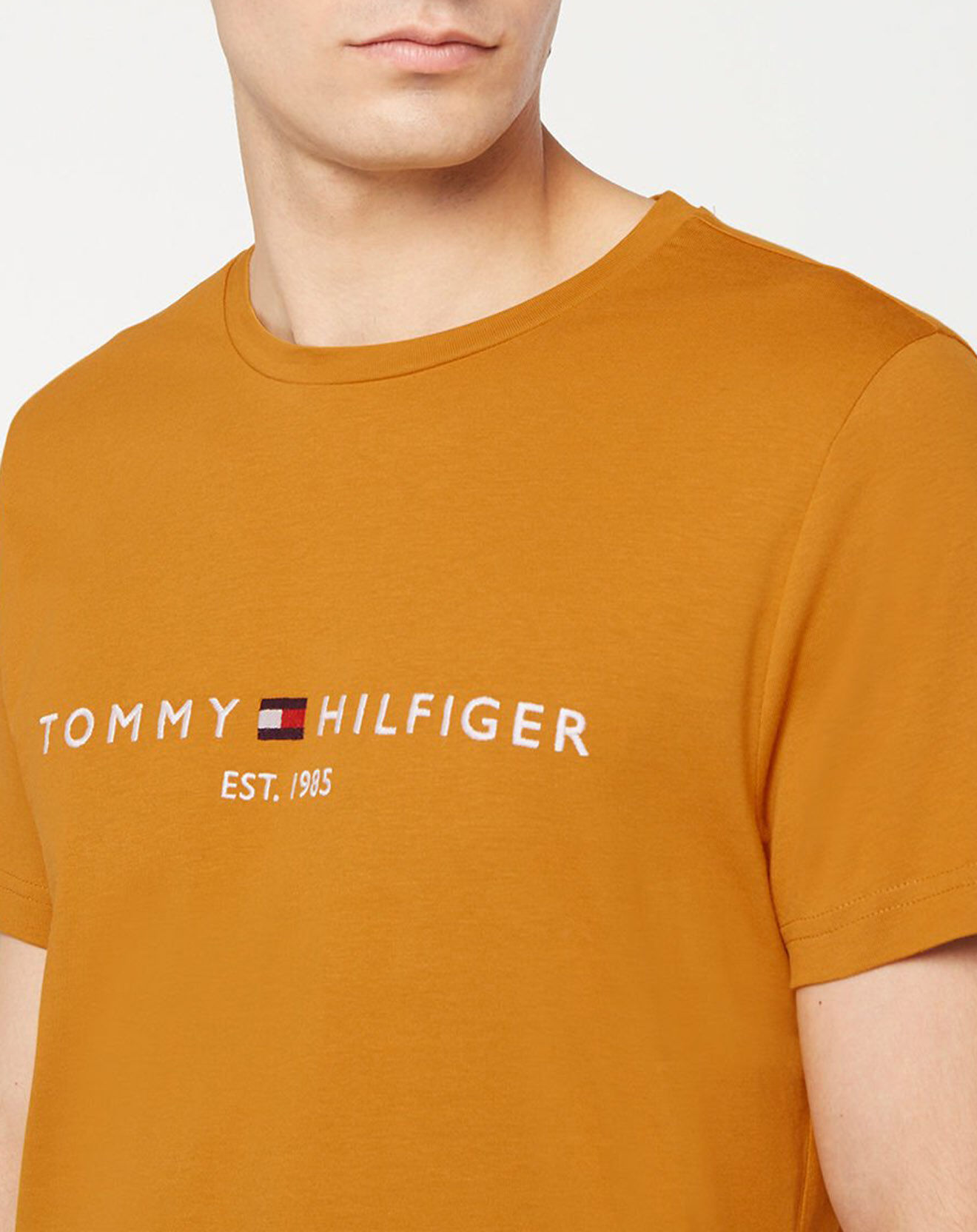 Tommy Hilfiger T-Shirt 100% Coton Bio Tommy Logo ocre