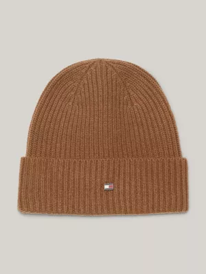 Gorro com placa de bandeira em cashmere elevado