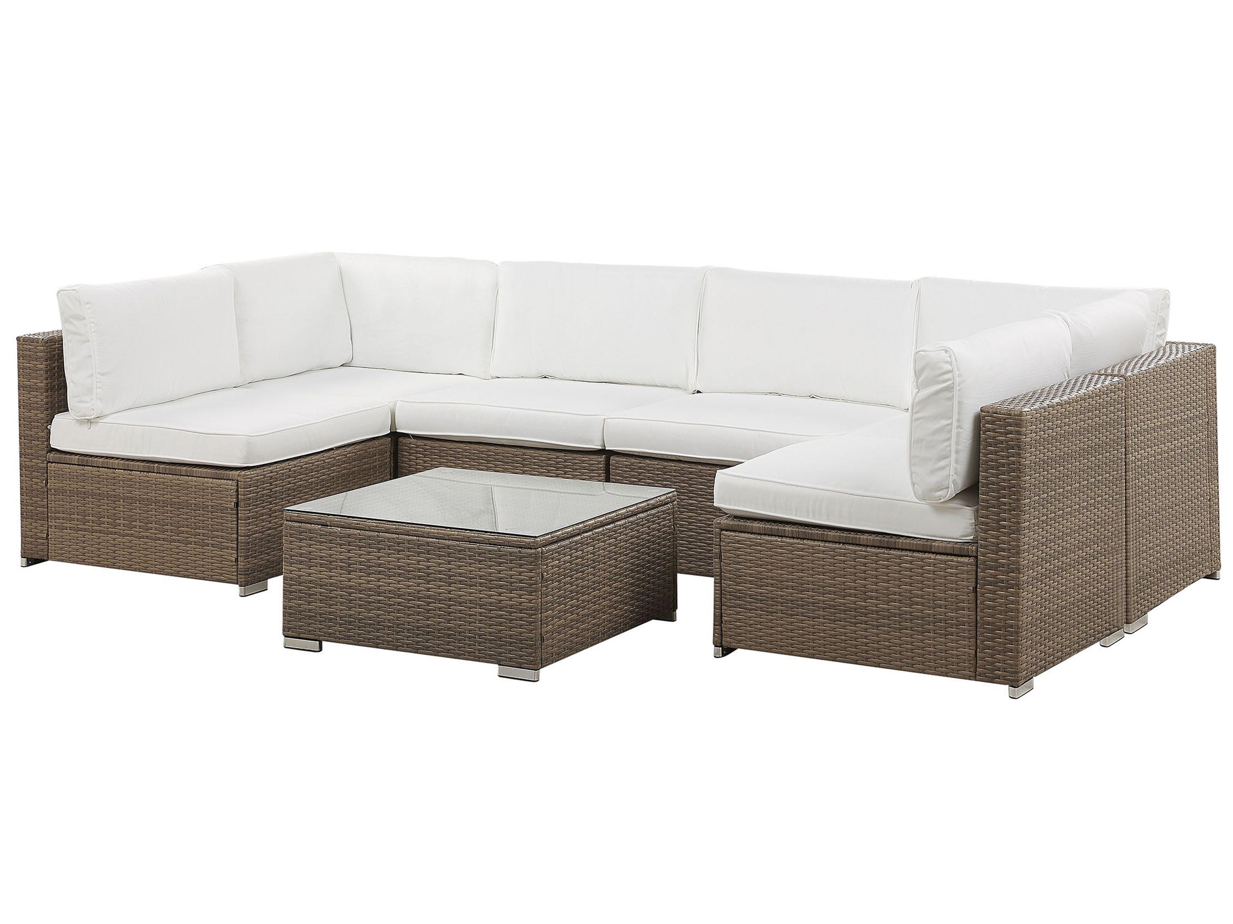 Tuin hoekloungeset met tafel 6-zits BELVEDERE PE rotan Wit