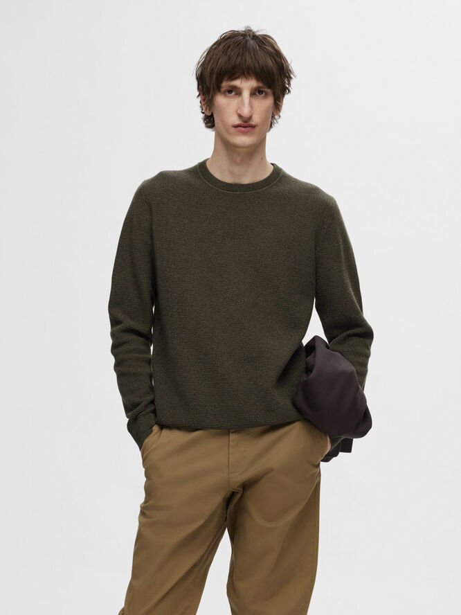 Selected Homme SLHROSS LS KNIT STRUCTURE CREW NECK Forest night/rain forest twist