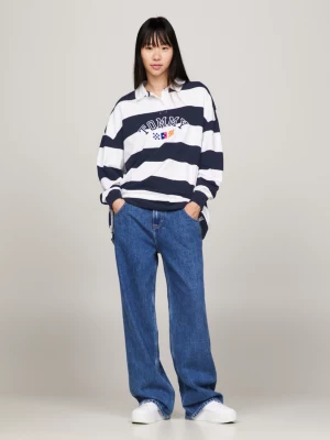 Camisa de rugby oversized com listras de arquivo