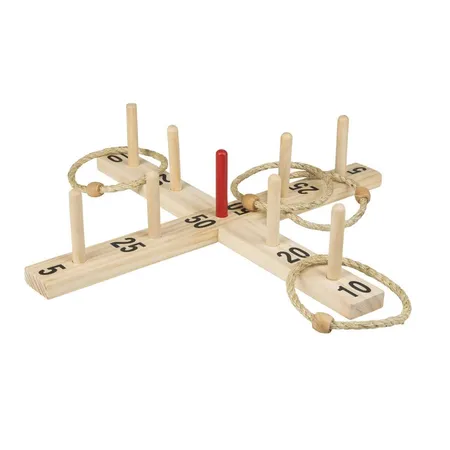 Idena Ringwurfspiel Holz 9 Stäbe, 4 Ringe