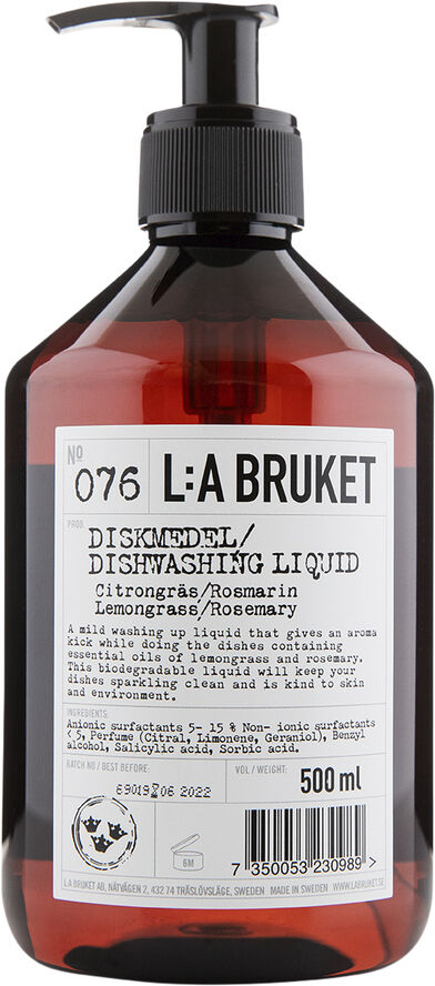L:a Bruket Dish Washing Liquid Lemongrass/Rosemary 500 ml Brun