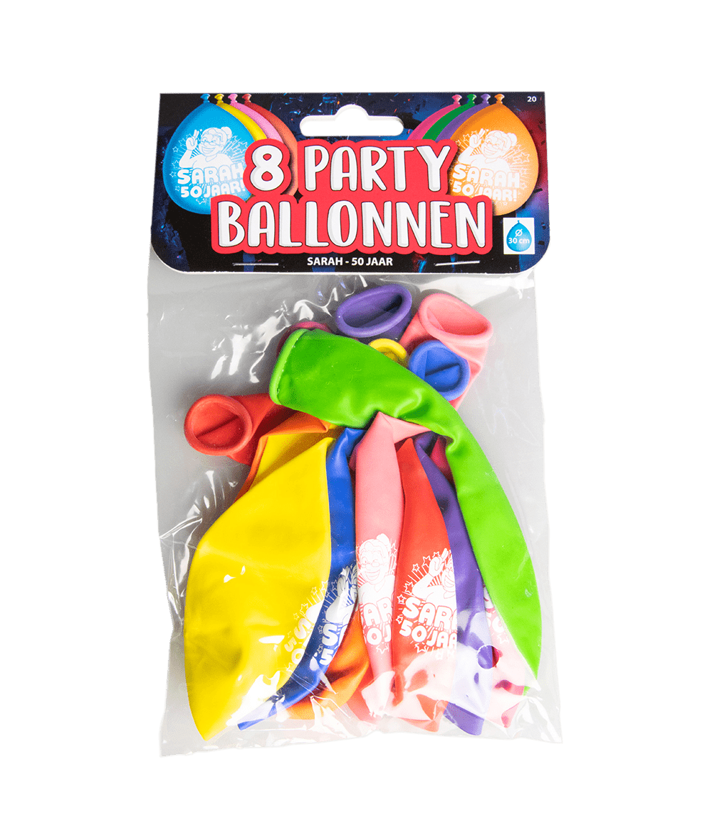 Sarah Ballonnen 50 Jaar 30cm 8st