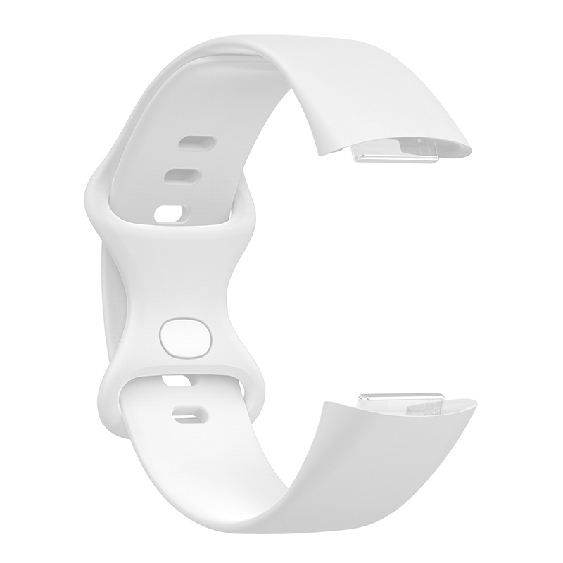 (Gr. S) Fitbit Charge 6 / 5 Silikon Armband (Gelenkumfang 156 - 198mm) - Weiss
