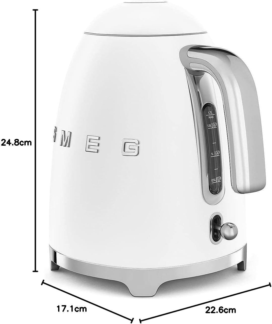 Smeg, Bouilloire Électrique KLF03PGEU 1,7 L, Filtre Anticalcaire Lavable, Arrêt Automatique de Sécurité, Indicateur de Niveau d'Eau, Base Antidérapante, Range Cordon, Puissance 2400W, Vert d'Eau