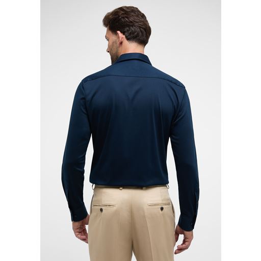 Eterna Langærmet Modern Fit Jersey Skjorte, Mørkeblå, 43