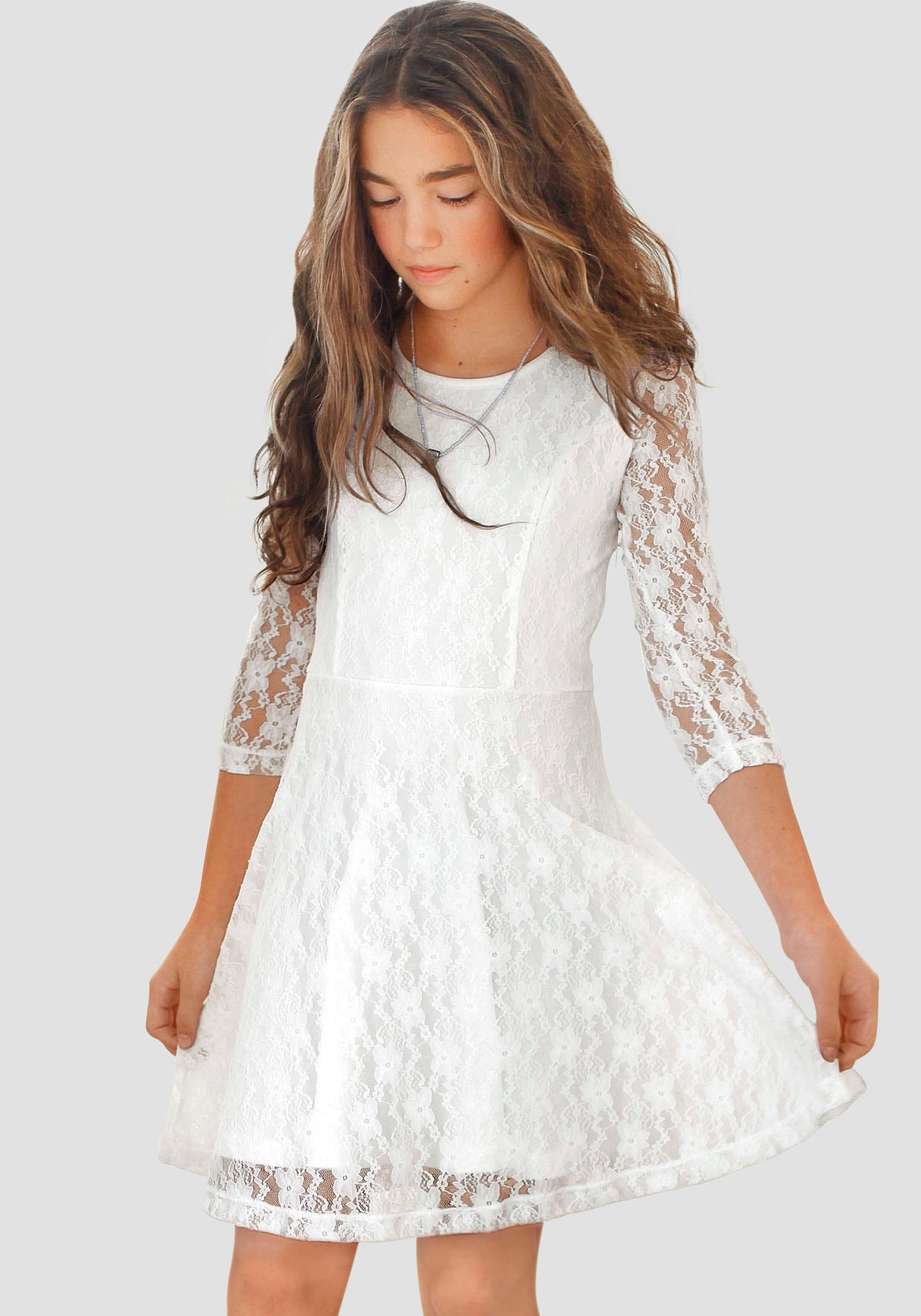 KIDSWORLD Jerseykleid »- Spitzenkleid« festliche Anlässe,  knielang,  aus Spitze und Jersey,  3/4-Ärmel