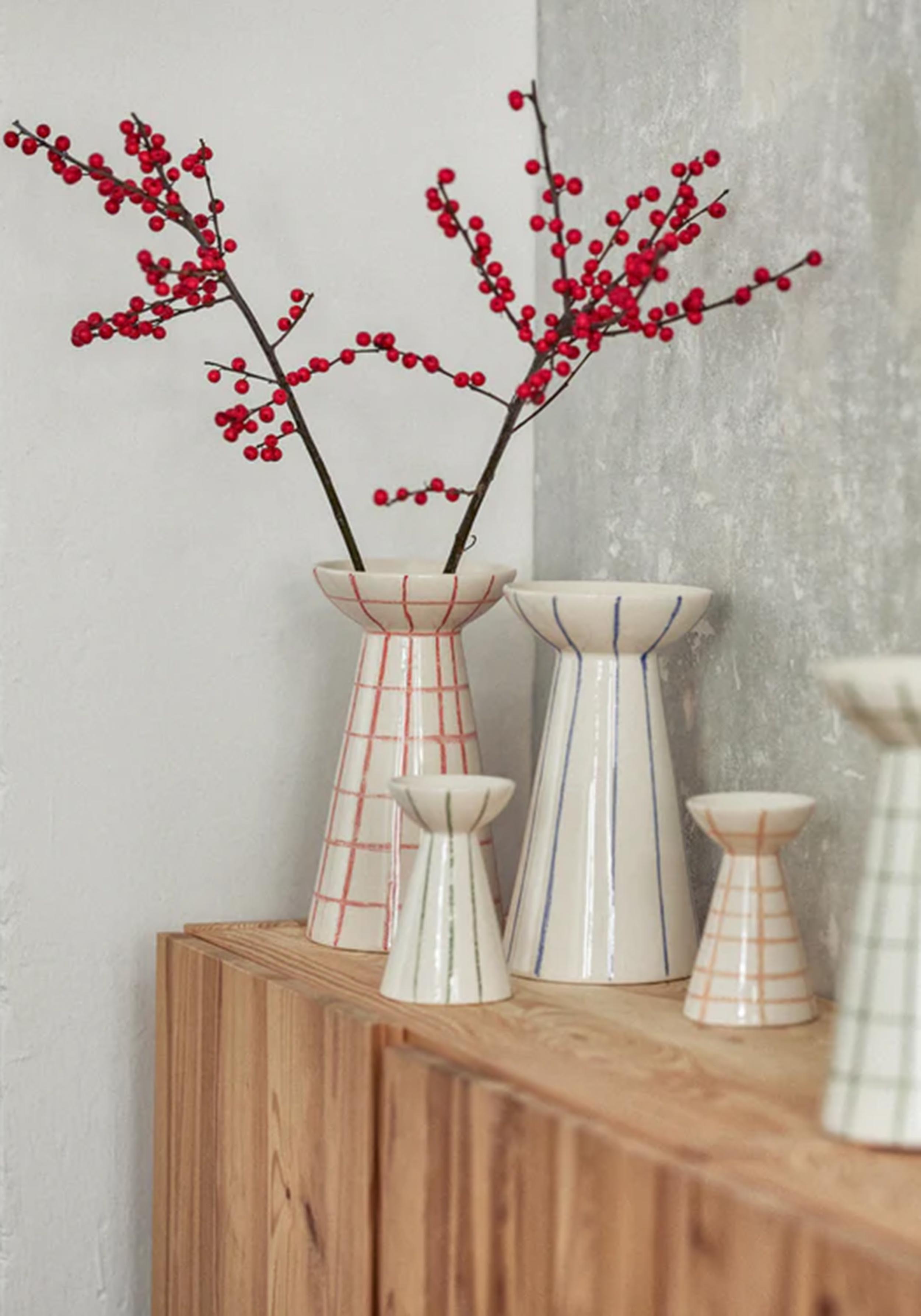 Onomao Kleine Vase Duartinho Grün Gestreift