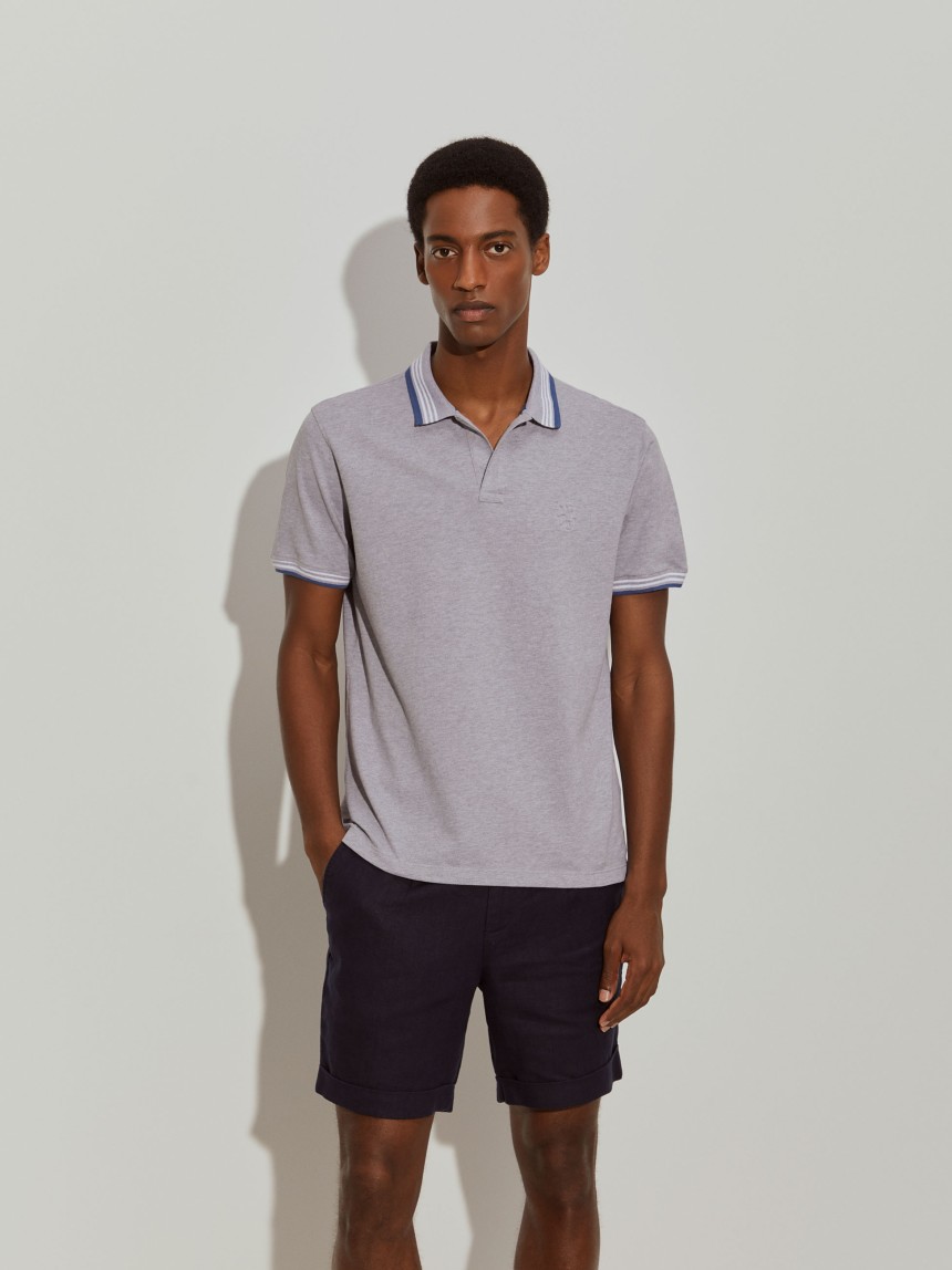Polo piqué regular fit com riscas