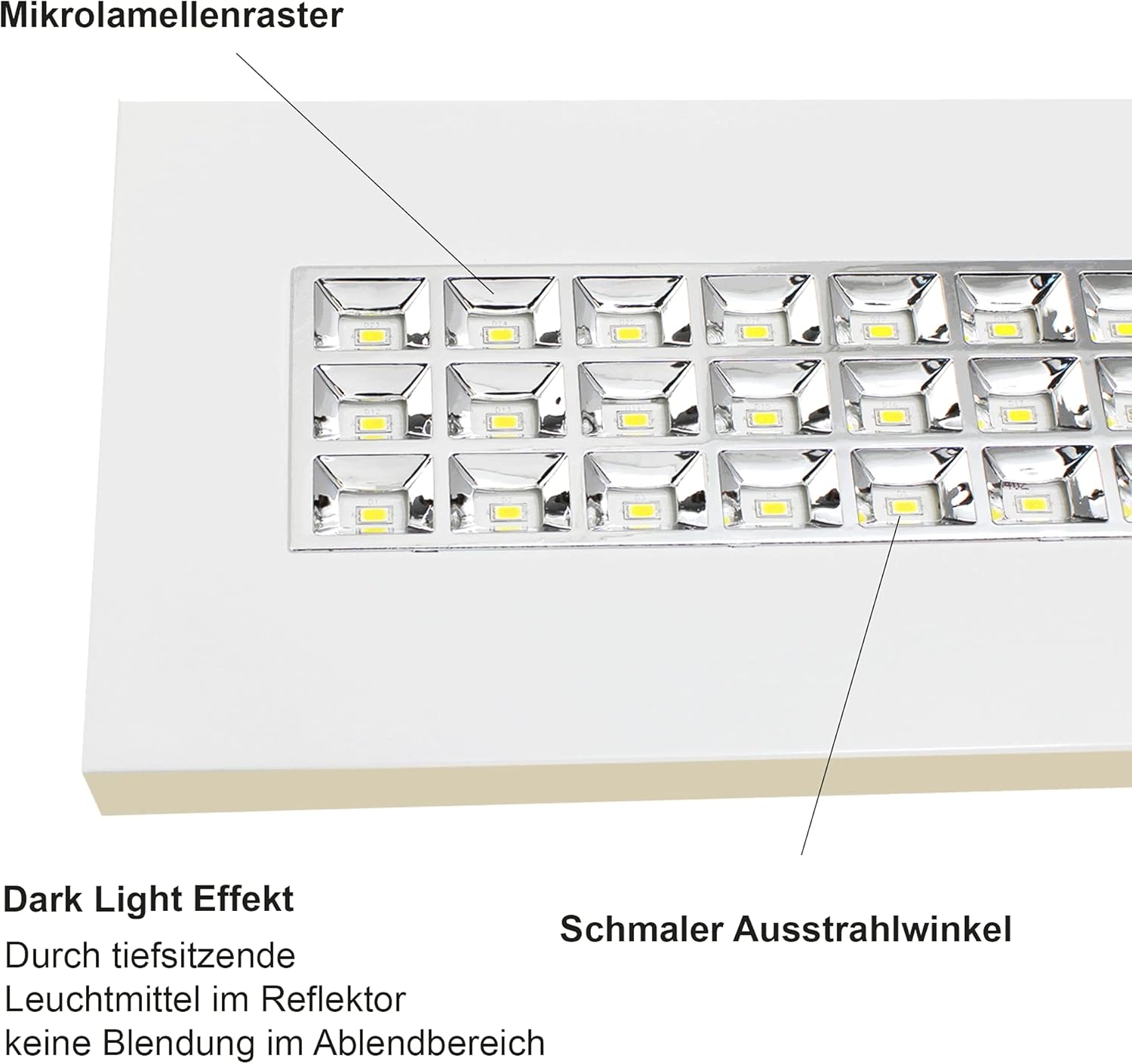 Hochwertige LED Pendelleuchte Mit Mikrolamellenraster 120cm 36 Watt 4000 Lumen 4000 Kelvin Neutralweiss Büroleuchte Deckenleuchte Bürobeleuchtung Rasterleuchte Deckenlampe Bürolampe