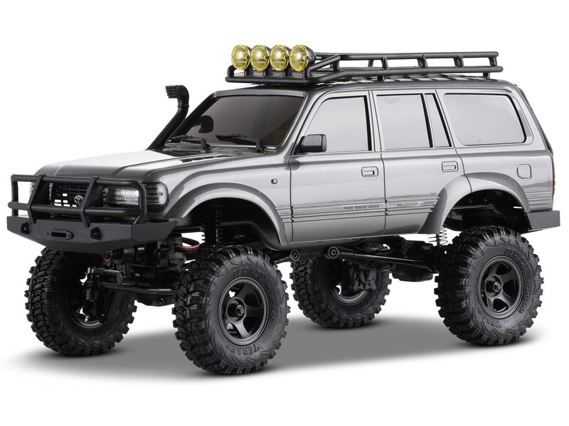 FMS Scale Crawler FCX18 Toyota LC80 Grau, RTR, 1:18 Mini Rock Crawler mit detaillierter Toyota Landcruiser Karosserie und 2-Gang Getriebe