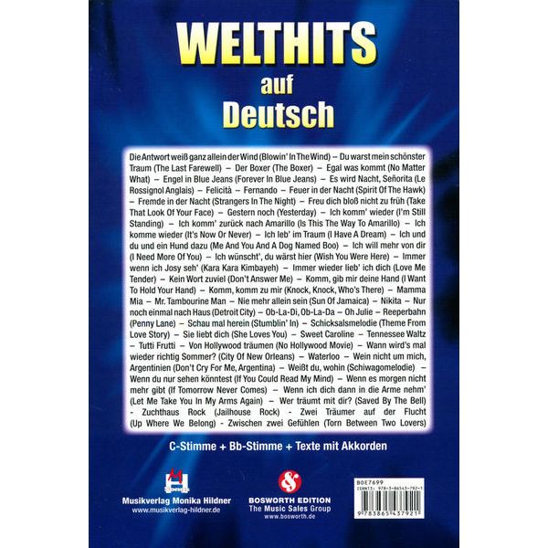 Musikverlag Hildner Welthits auf Deutsch