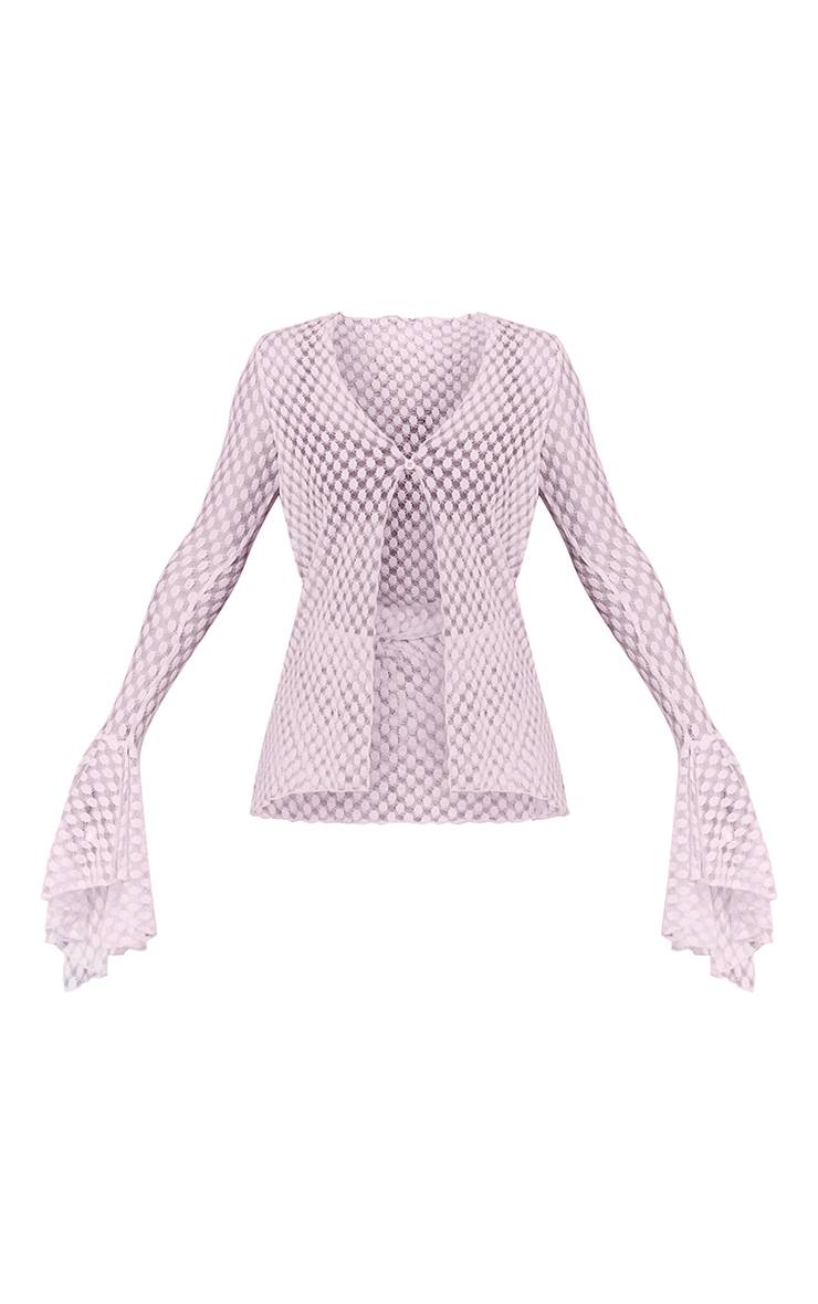 Lilas Chemise De Plage Texturée Transparente À Manches Évasées