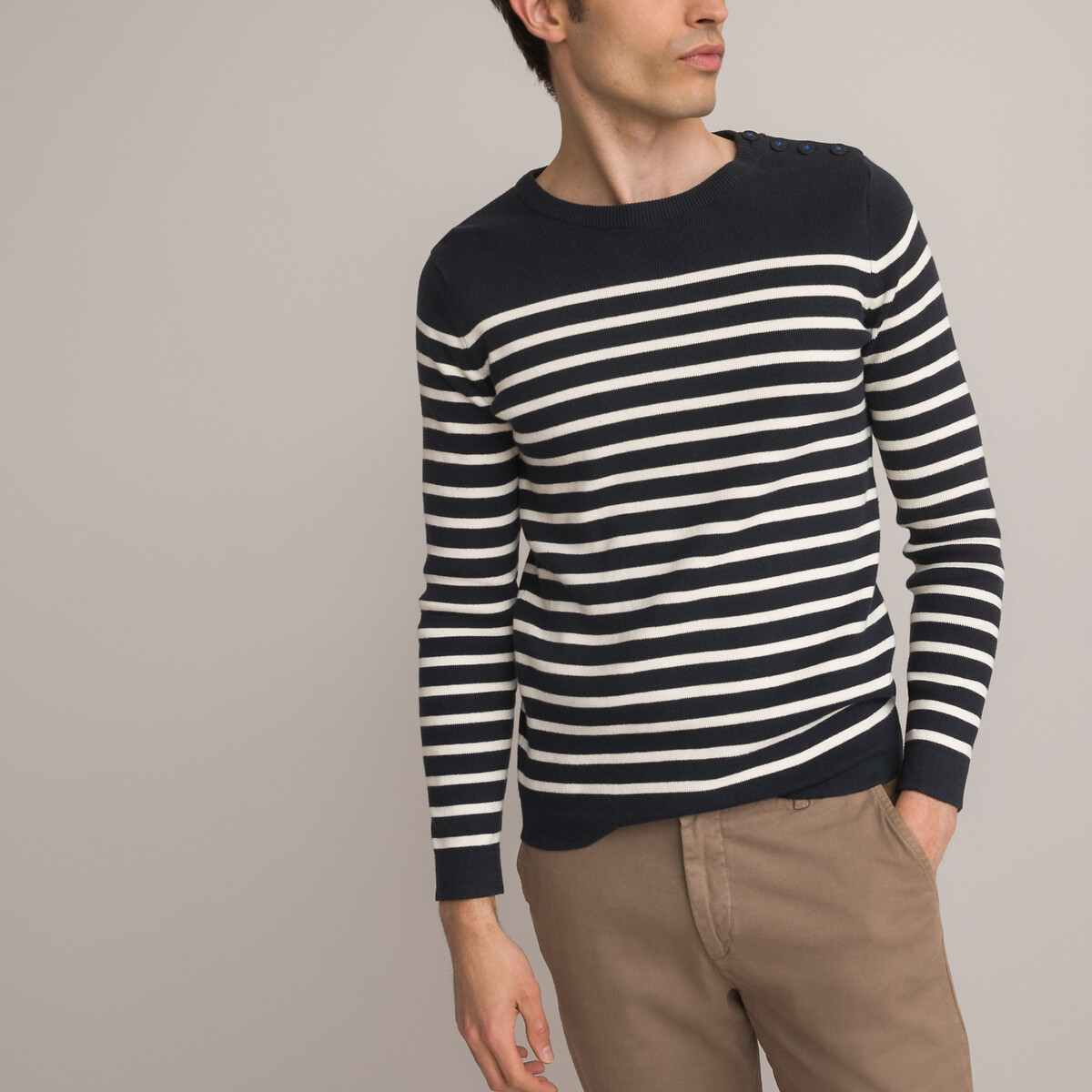 COLEÇÕES LA REDOUTE<br>Suéter Signature azul-marinho em algodão orgânico