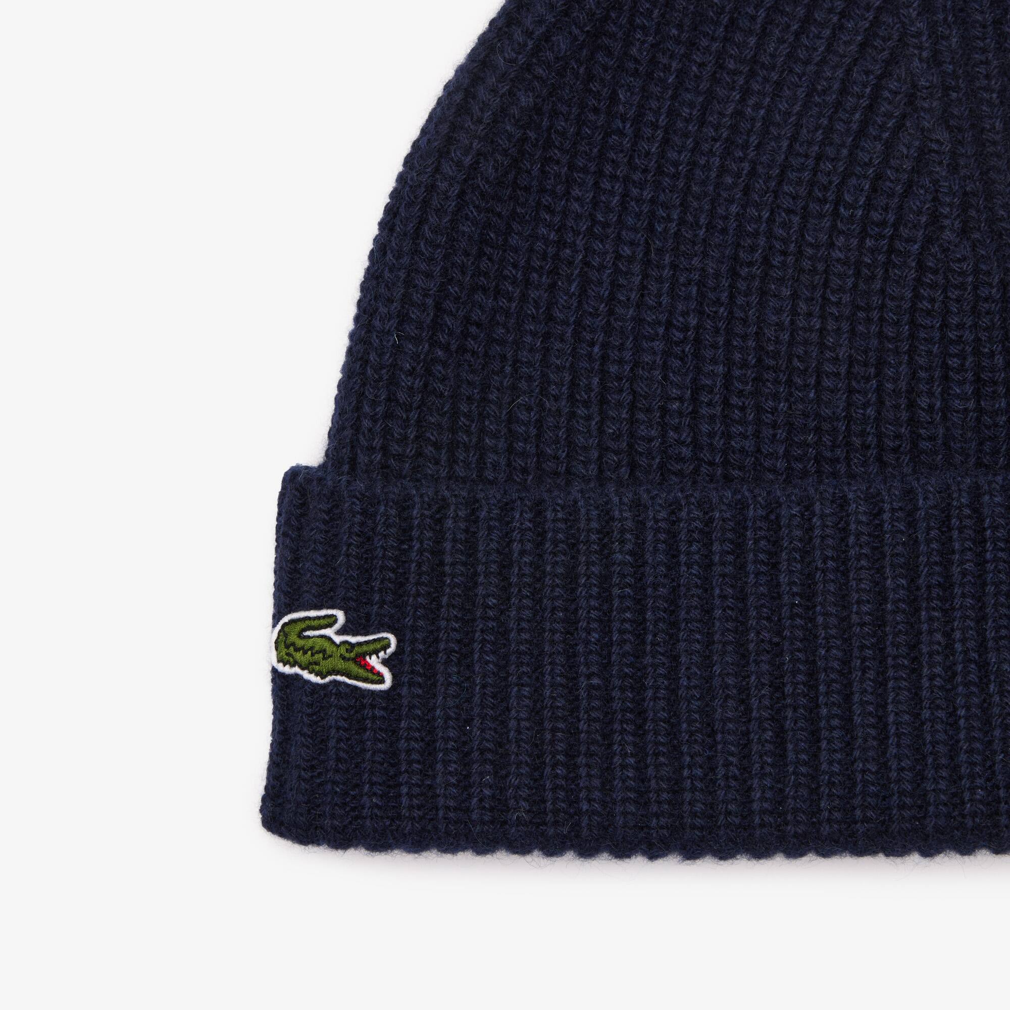 Bonnet maille côtelée en cachemire Bonnets & Gants - Bleu - Lacoste - Femme