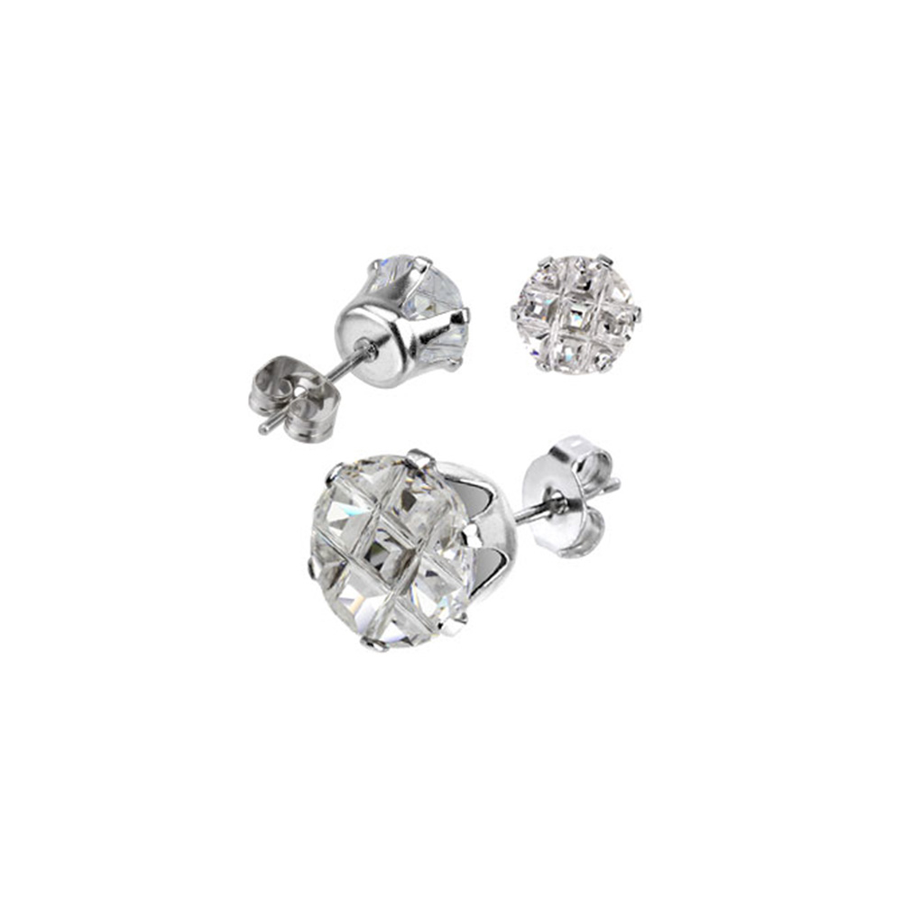 (1 Paar) 316L Edelstahl Ohrringe Ohrstecker mit Strass Steinen - Silber