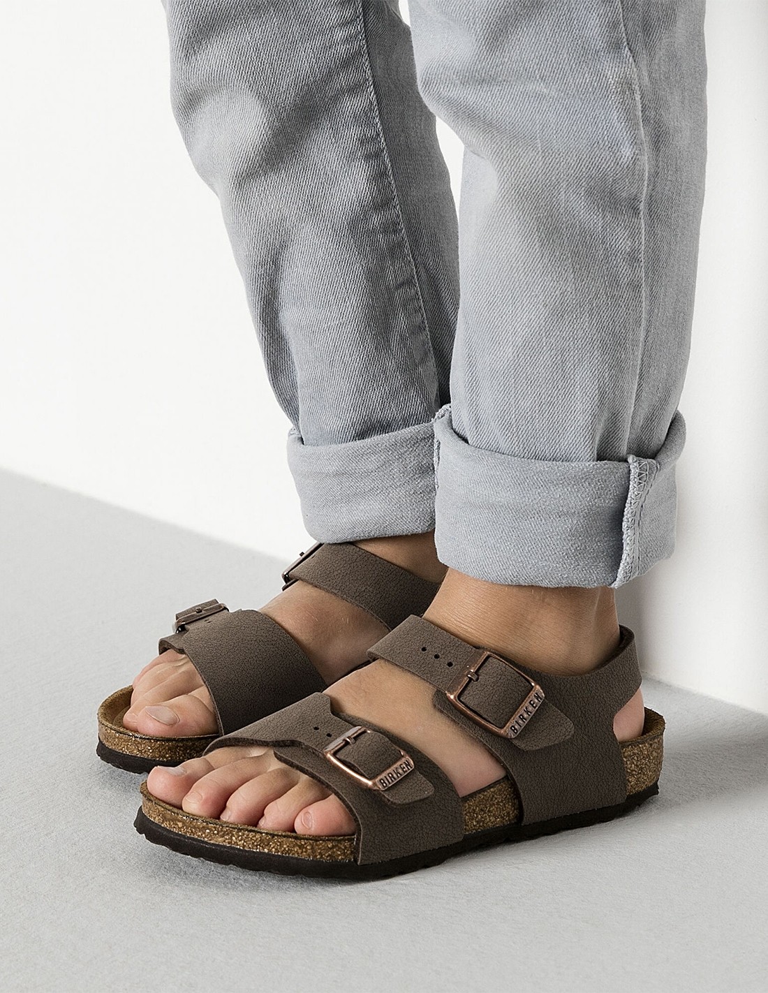 birkenstock sandales enfant new york cuir mocha marron