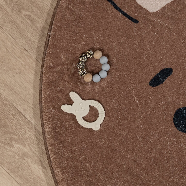 Rond wasbaar kindervloerkleed - Sammy Bear Bruin