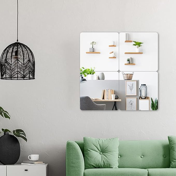 (10er Set) 20x20cm Selbstklebende Spiegel Fliesen Sticker Home Deko Wand Aufkleber Spiegel Kacheln