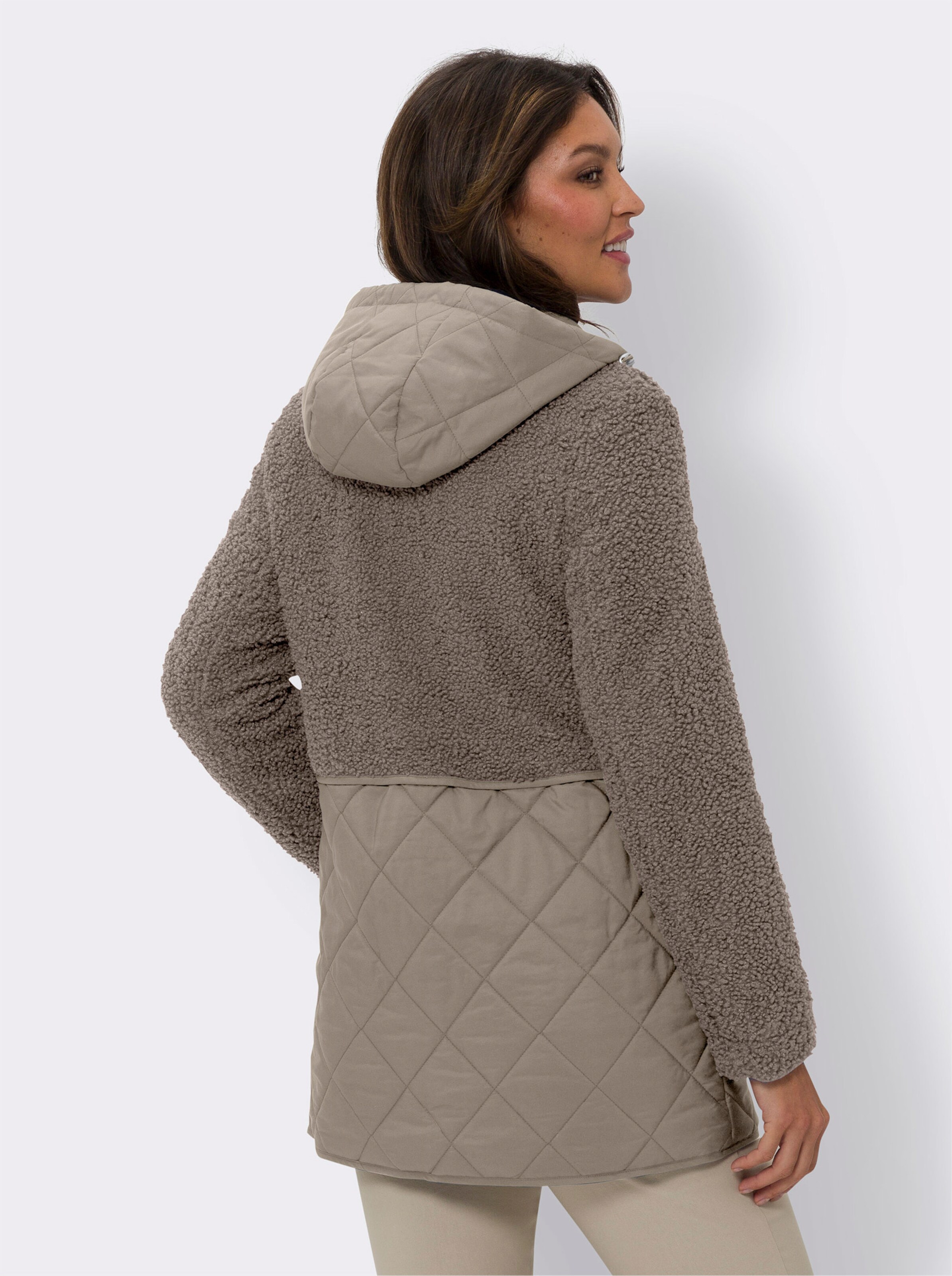 Jacke aus Teddyfleece und Stepp
