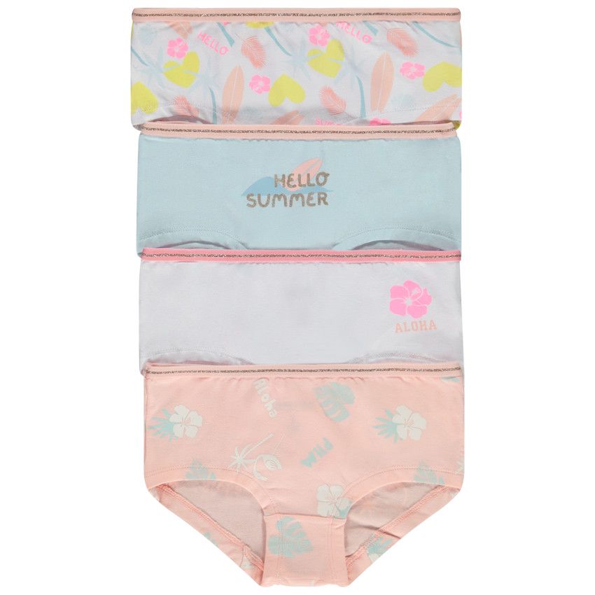 Lot de 4 shorties fantaisies à taille pailletée pour fille - Blanc