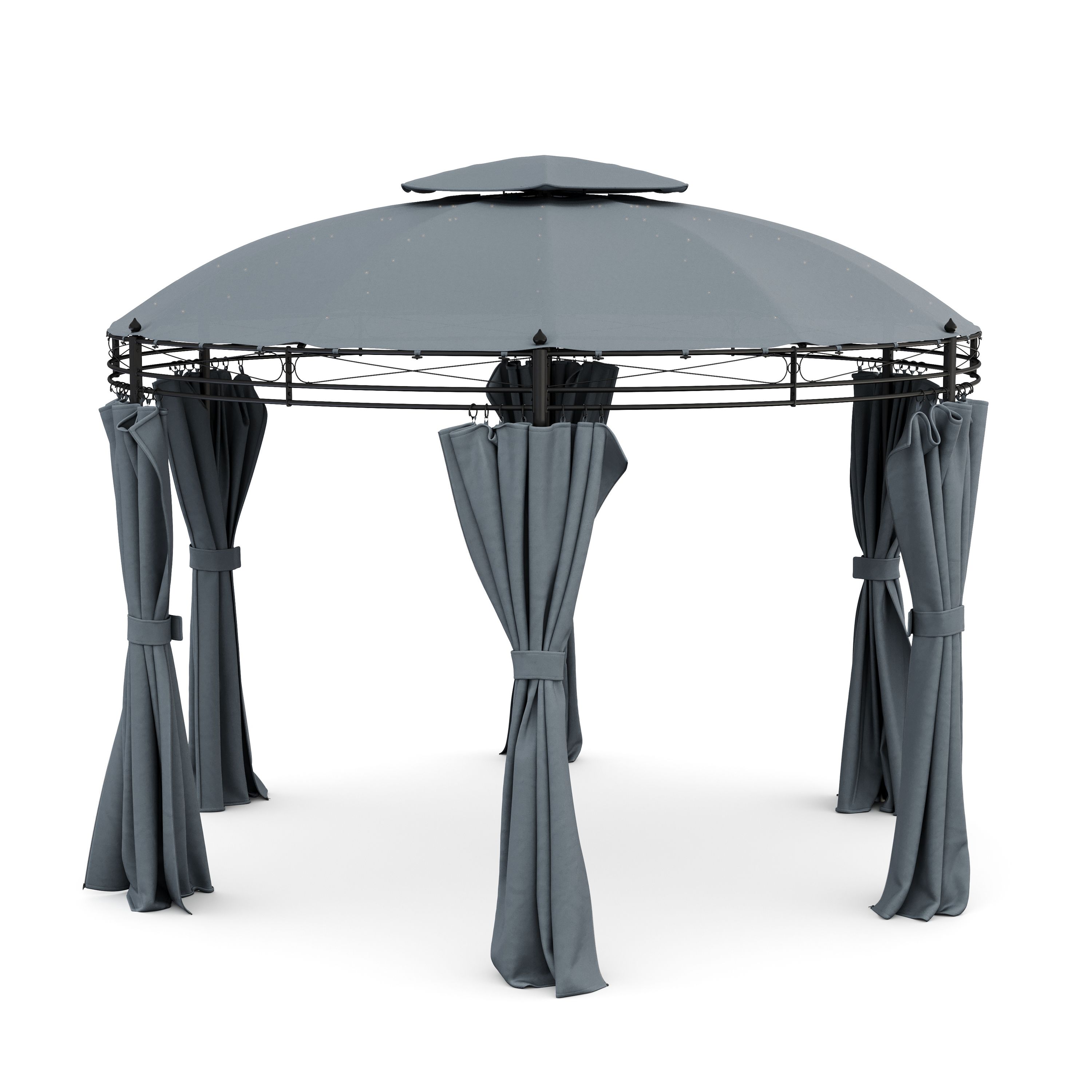 Gartenpavillon LED ROYAL 3.5 m rund grau