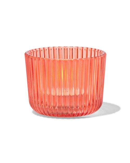 photophore nervuré Ø7x5.5 verre rouge