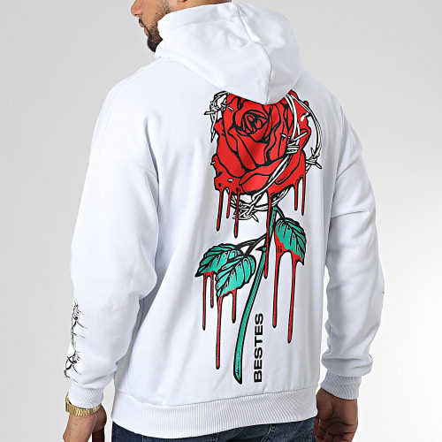 Sweat Capuche LL684 Blanc Floral