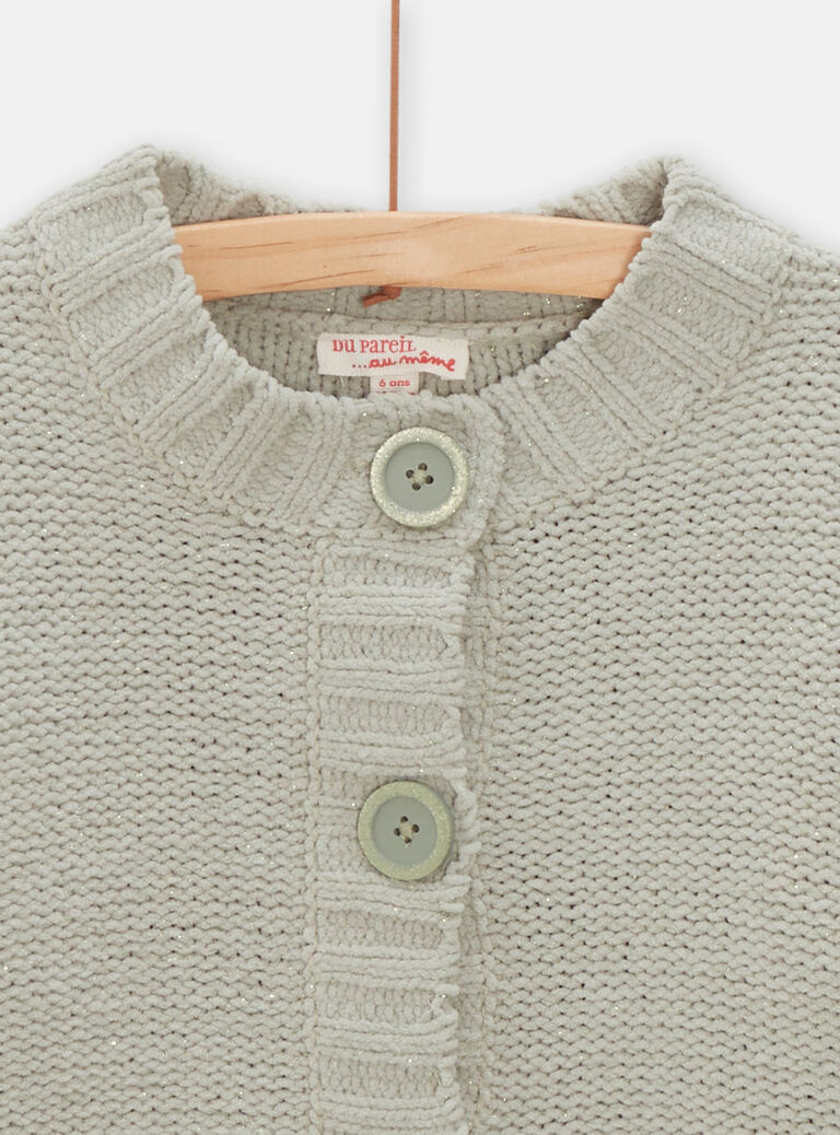 Cardigan kaki clair à boutons pour fille