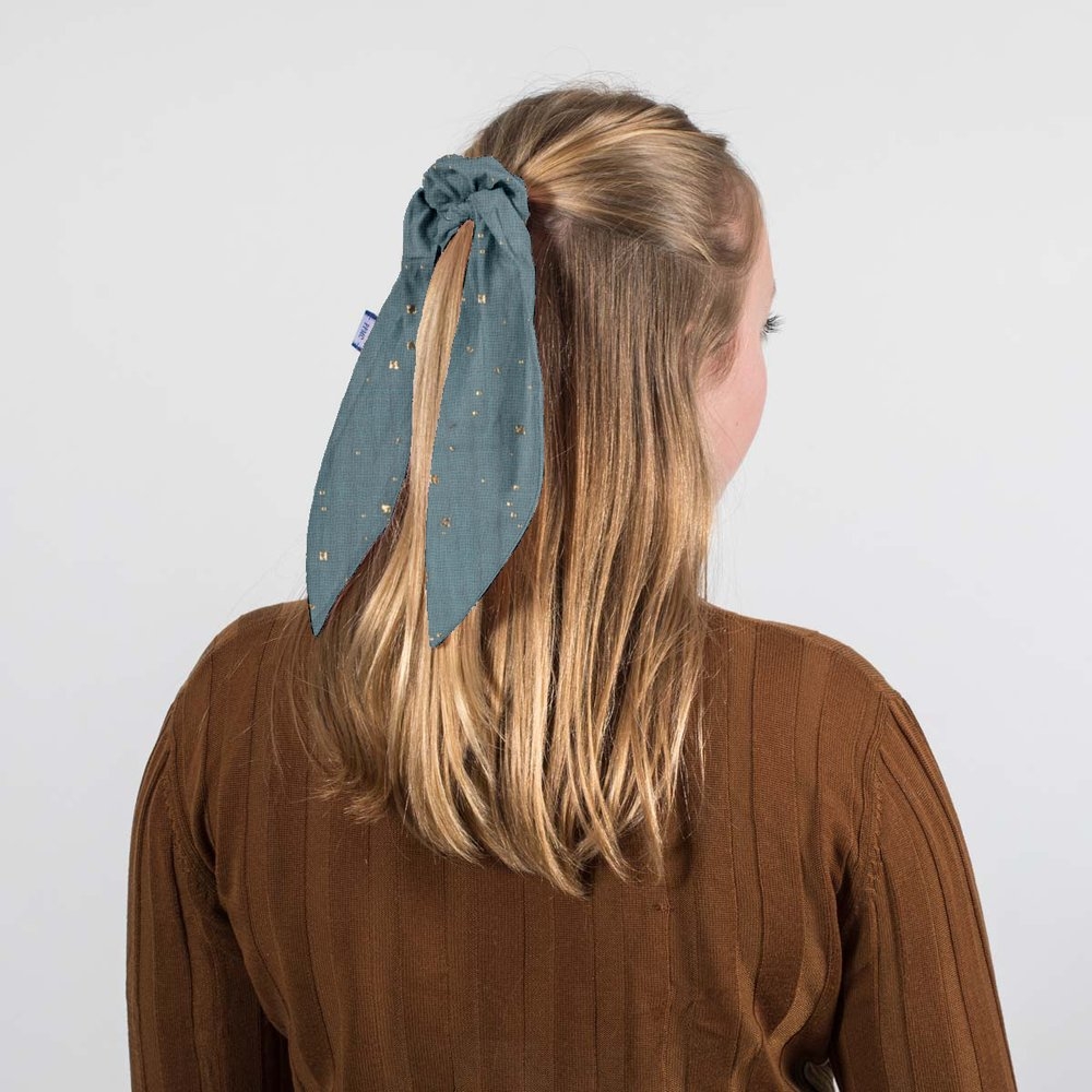 Foulchie Court Gaze Pois Or Bleu Gris